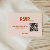 Retro Peach Minimalistische QR Code Wedding RSVP Kaartje