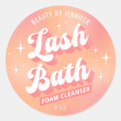 Retro Peach Moderne Lash Foam Cleanser verpakking Ronde Sticker (Voorkant)