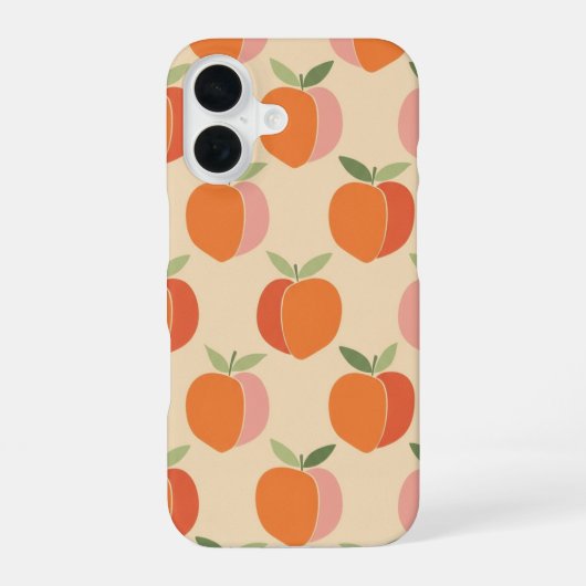 Retro Peach Motif with Grainy Texture iPhone 16 Hoesje (Achterkant)