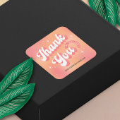 Retro Peach Pink Logo Business Thank You For Order Vierkante Sticker