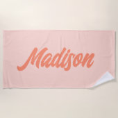  Retro Peach roze gepersonaliseerd Strandlaken (Voorkant)