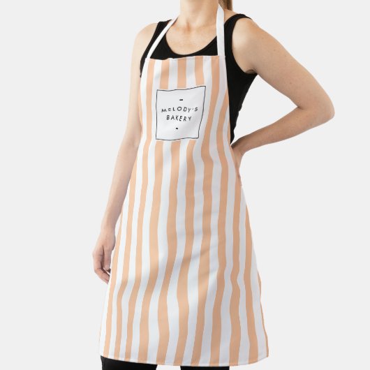 Retro Peach Snoep Stripes Apron Schort (Insitu)