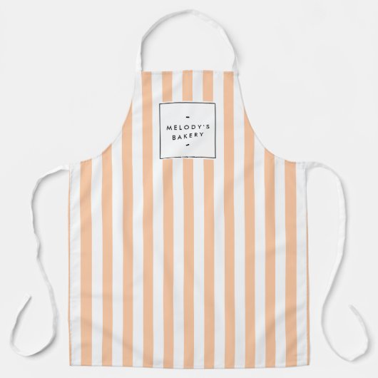 Retro Peach Snoep Stripes Apron Schort (Voorkant)