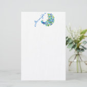 Retro Peacock Briefpapier (Staand voorkant)