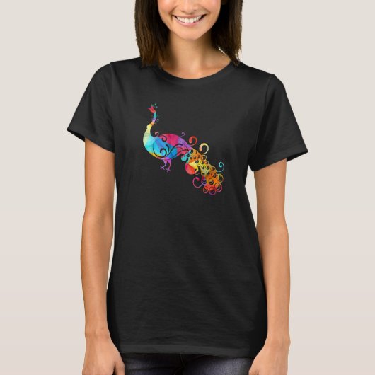 Retro  Peacock Cute Birds Animal Grafisch T-shirt (Voorkant)