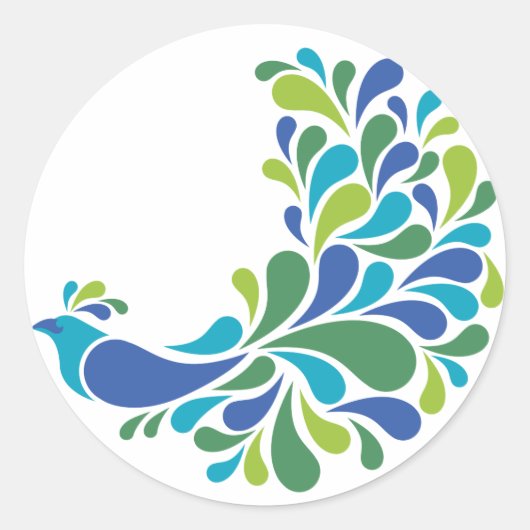 Retro Peacock Ronde Sticker (Voorkant)
