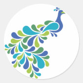 Retro Peacock Ronde Sticker (Voorkant)