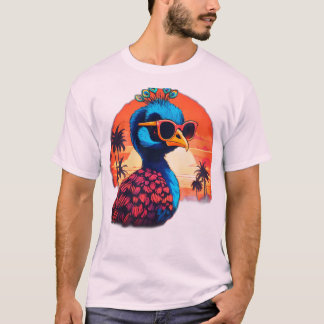 Retro Peacock T-shirt Design: Sunset Distr