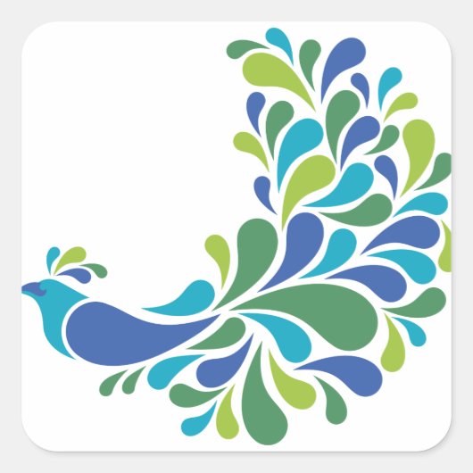 Retro Peacock Vierkante Sticker (Voorkant)