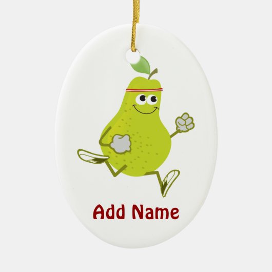 Retro-pear-looppas Keramisch Ornament (Voorkant)