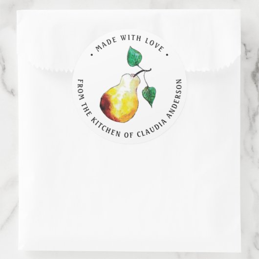 Retro Pear Verpakking Hand-geïllustreerde Keuken G Ronde Sticker (Tas)