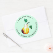Retro Pear Verpakking Mint Groene Keuken Gift Ronde Sticker (Envelop)