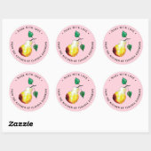 Retro Pear Verpakking Roze  Keuken Gift Ronde Sticker (Vel)