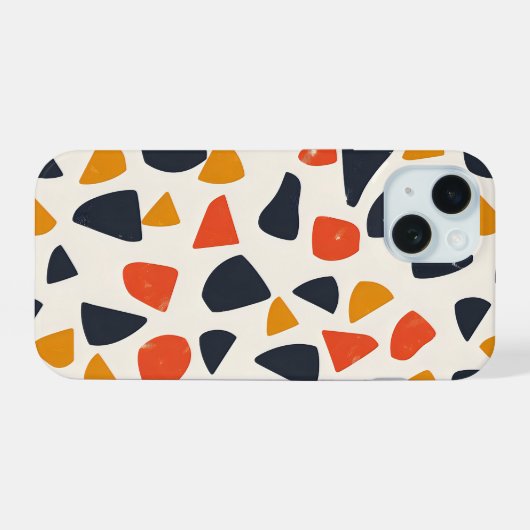 Retro Pebble Mozaïek iPhone 15 Case (Achterkant horizontaal)