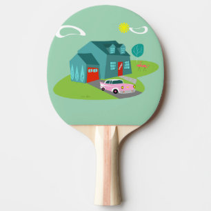 Retro Peddel In de voorsteden van de Pingpong van Tafeltennisbatje