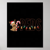 Retro Pediatrics Christmas Lights Reindeer Peds Nu Poster (Voorkant)