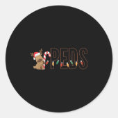 Retro Pediatrics Christmas Lights Reindeer Peds Nu Ronde Sticker (Voorkant)