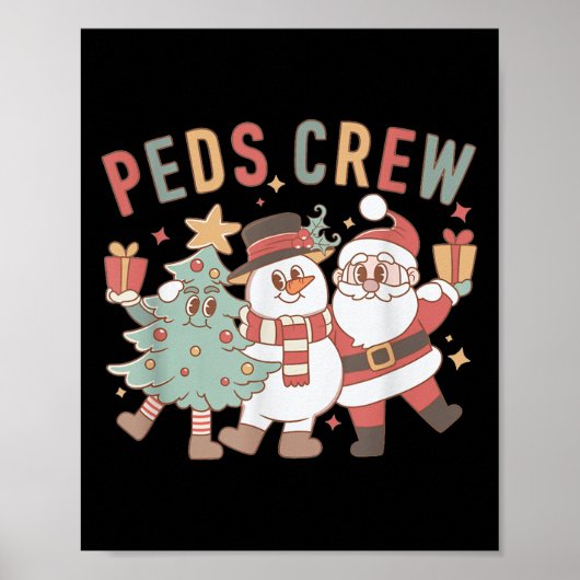 Retro Peds Crew Christmas Pediatric Nurse Nursing  Poster (Voorkant)