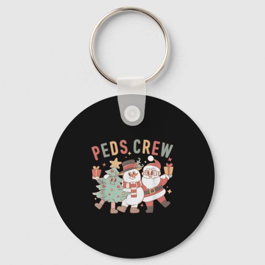 Retro Peds Crew Christmas Pediatric Nurse Nursing  Sleutelhanger (Voorkant)