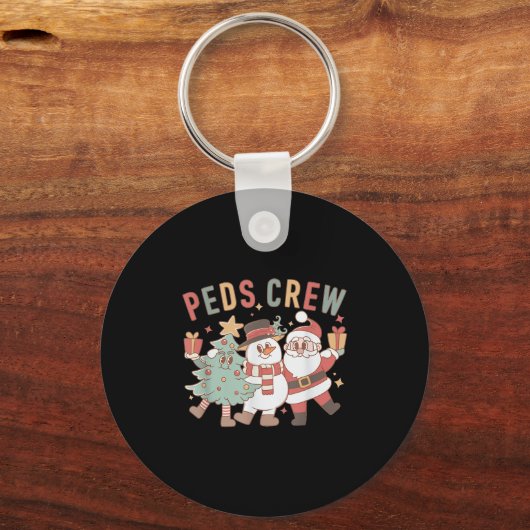 Retro Peds Crew Christmas Pediatric Nurse Nursing  Sleutelhanger (Voorkant)