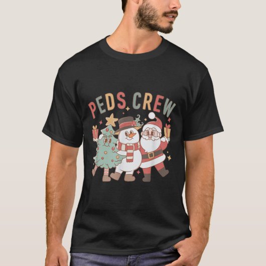 Retro Peds Crew Christmas Pediatric Nurse Nursing  T-shirt (Voorkant)