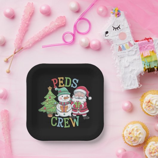 Retro Peds Crew Kerst Kinderverpleegkundige Papieren Bordje (Feest)