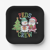 Retro Peds Crew Kerst Kinderverpleegkundige Papieren Bordje (Voorkant)