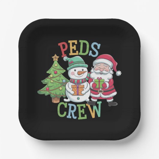 Retro Peds Crew Kerst Kinderverpleegkundige Papieren Bordje (Voorkant)