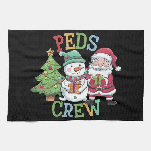 Retro Peds Crew Kerst Kinderverpleegkundige Theedoek (Horizontaal)