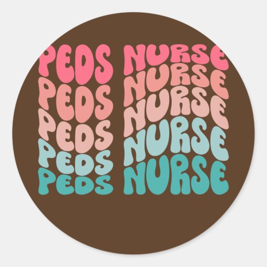 Retro Peds Nurse Pediatrische verpleegsters PEDS R Ronde Sticker (Voorkant)