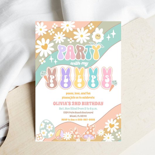 Retro Peeps Verjaardagsuitnodiging Kaart