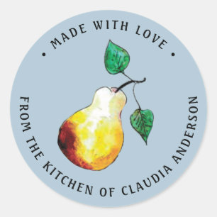 Retro Peer Verpakking Handgeïllustreerd Keukencade Ronde Sticker