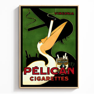 Retro Pelican Sigaretten Ad, Franse Art Deco Era Poster