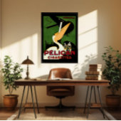 Retro Pelican Sigaretten Ad, Franse Art Deco Era Poster