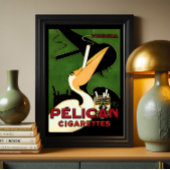 Retro Pelican Sigaretten Ad, Franse Art Deco Era Poster
