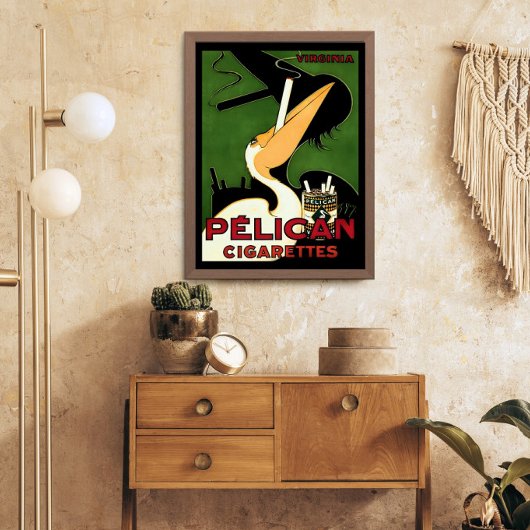 Retro Pelican Sigaretten Ad, Franse Art Deco Era Poster