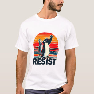 Retro Penguin Protest Ontwerp Stand Up voor Wild T-shirt