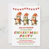 Retro Penguins Editable Christmas Party Kaart (Voorkant)