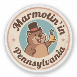 Retro Pennsylvania Badge Groundhog met Liberty  Sticker