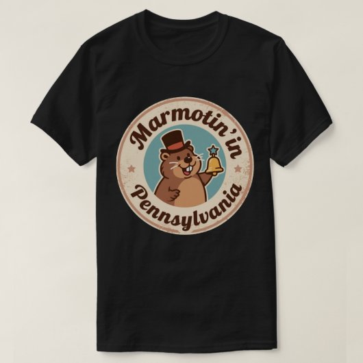 Retro Pennsylvania Badge Groundhog met Vrijheid T-shirt (Design voorkant)