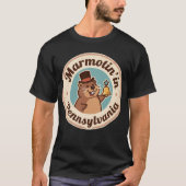 Retro Pennsylvania Badge Groundhog met Vrijheid T-shirt (Voorkant)