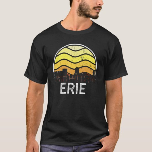 Retro Pennsylvania Erie Visitors Skyline  U T-shirt (Voorkant)