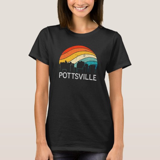 Retro Pennsylvania Pottsville Skyline Vintage Urba T-shirt (Voorkant)