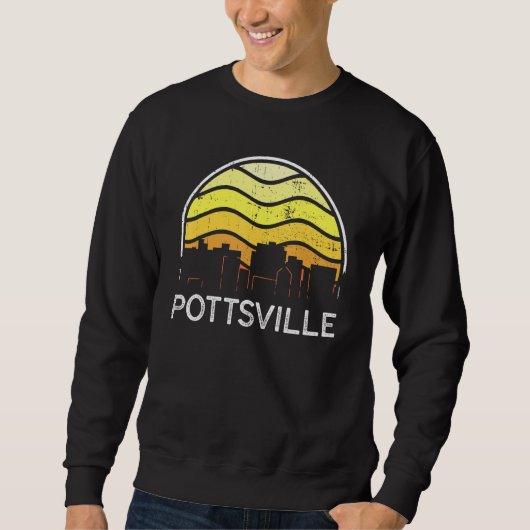 Retro Pennsylvania Pottsville Visitors Skyline Vin Trui (Voorkant)