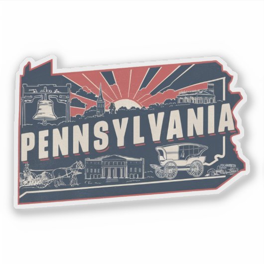 Retro Pennsylvania State Car Sticker (Voorkant)