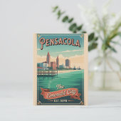 Retro Pensacola Florida Reisposter Feestdagenkaart (Staand voorkant)