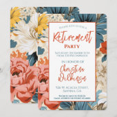 Retro Pensionering Party Geranium Floral Kaart (Voorkant / Achterkant)