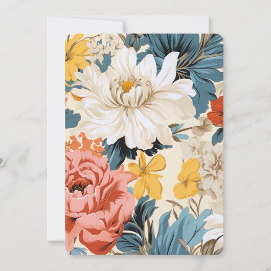 Retro Pensionering Party Geranium Floral Kaart (Achterkant)