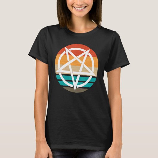 Retro Pentagram Devil 666 T-shirt (Voorkant)