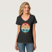 Retro Pentagram Devil 666 T-shirt (Voorkant volledig)